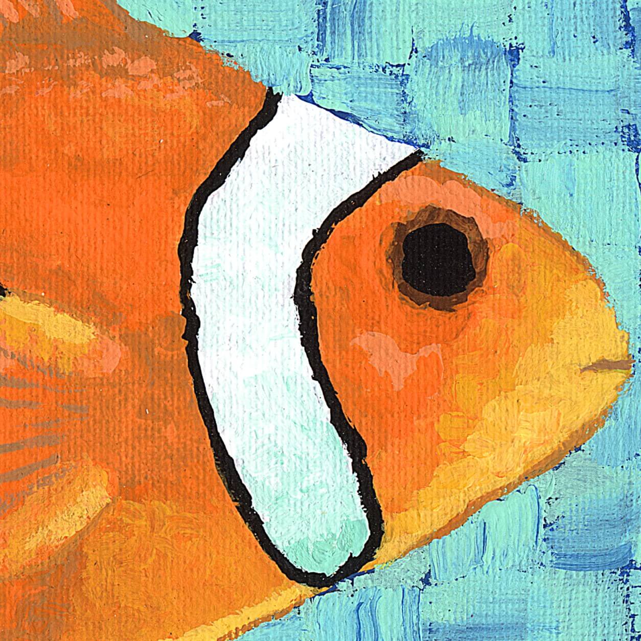 Clownfish | 8x10 | ORIGINAL - Clownfish | 8x10 | ORIGINAL - Dorrin Gingerich Art - Clownfish 1 | 8x10 | Acrylic Paint on Canvas Dorrin Gingerich Art _ Affordable artwork clownfish canvas – artist artwork showcasing vibrant artwork and artwork in nature.