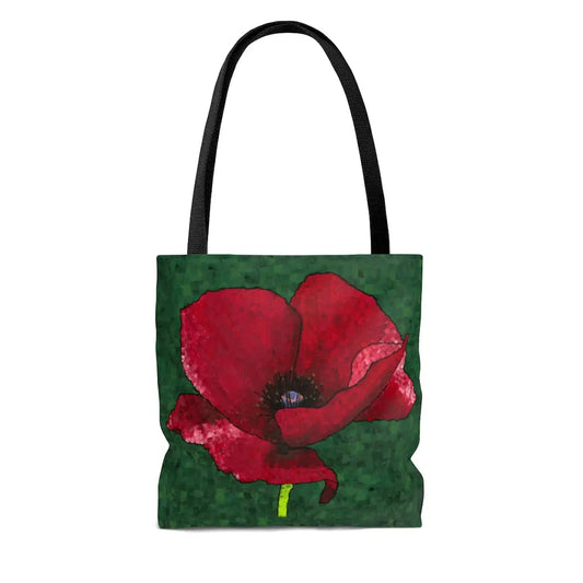 Stylish Poppy 1 tote bag with flower art work design, beautiful prints, and quality artwork on durable fabric. Lightweight Poppy 1 tote bag with print artwork and colorful prints, inspired by fine art prints of the original painting.