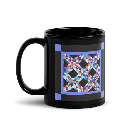 Quilt Mug - Quilt Mug - Dorrin Gingerich Art - Quilt 1 Mug Dorrin Gingerich Art - Detailed view of Amish quilt ceramic mug handle and rim, fine art prints and decorative prints adapted into everyday drinkware.