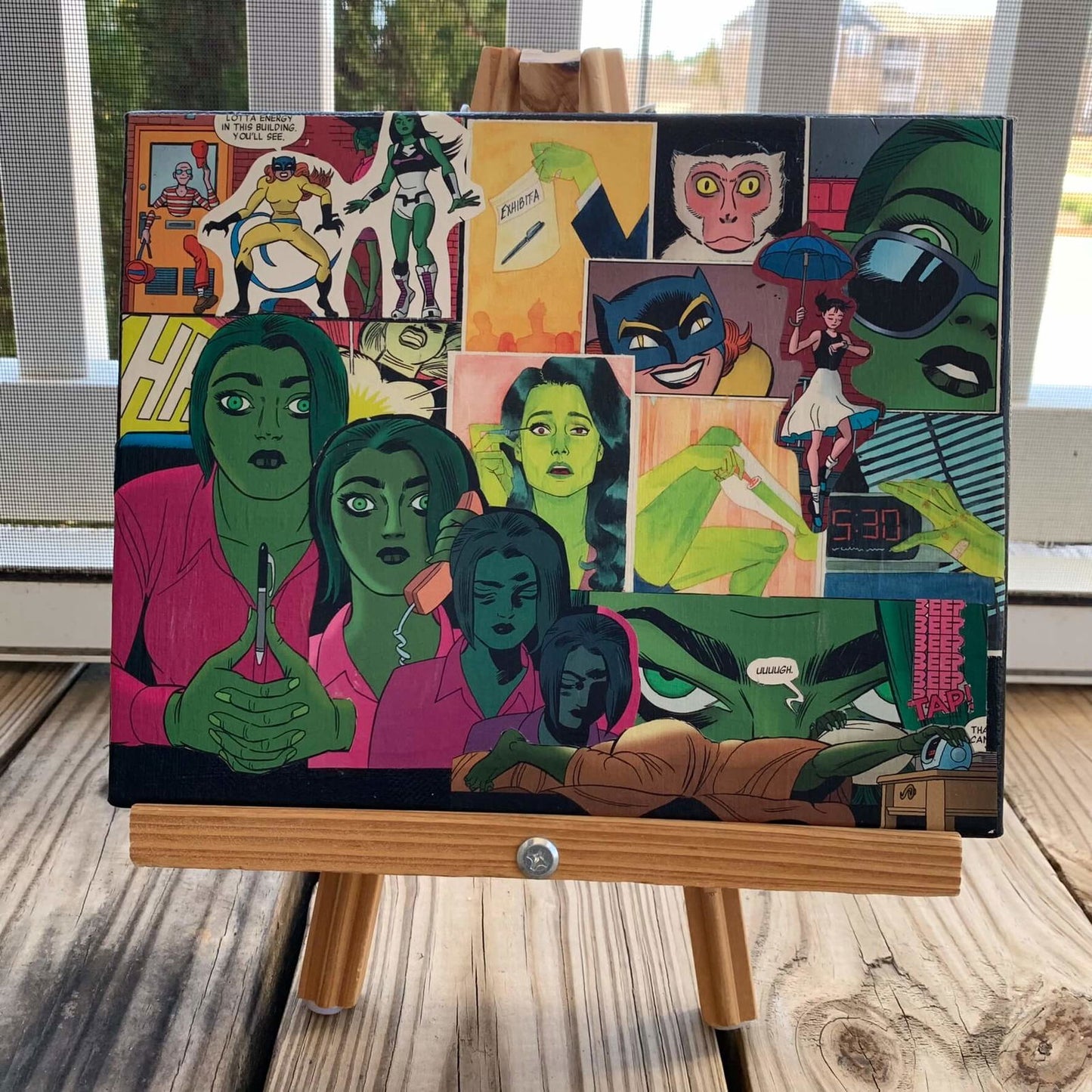 She-Hulk | Comic Collage | 8x10 | ORIGINAL - She-Hulk | Comic Collage | 8x10 | ORIGINAL - Dorrin Gingerich Art - She-Hulk 1 | 8x10 | Mod Podge on Canvas Dorrin Gingerich Art