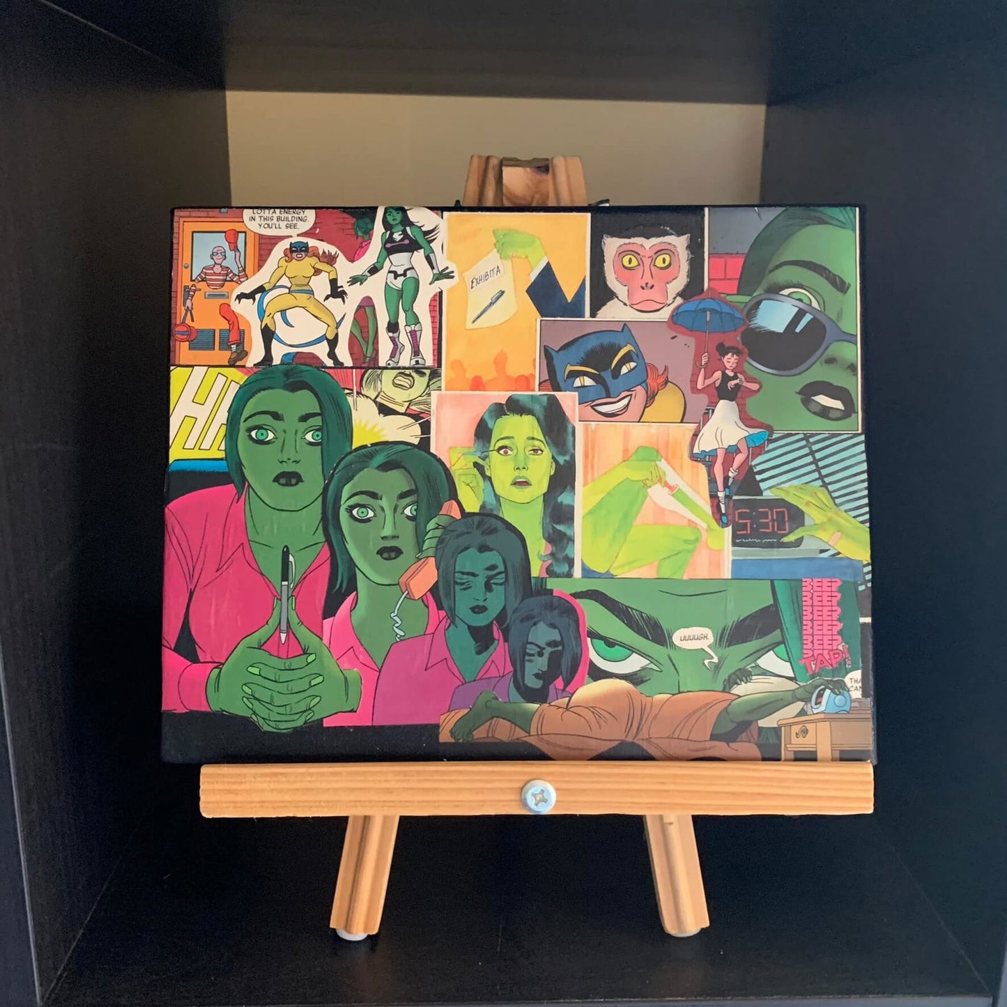 She-Hulk | Comic Collage | 8x10 | ORIGINAL - She-Hulk | Comic Collage | 8x10 | ORIGINAL - Dorrin Gingerich Art - She-Hulk 1 | 8x10 | Mod Podge on Canvas Dorrin Gingerich Art