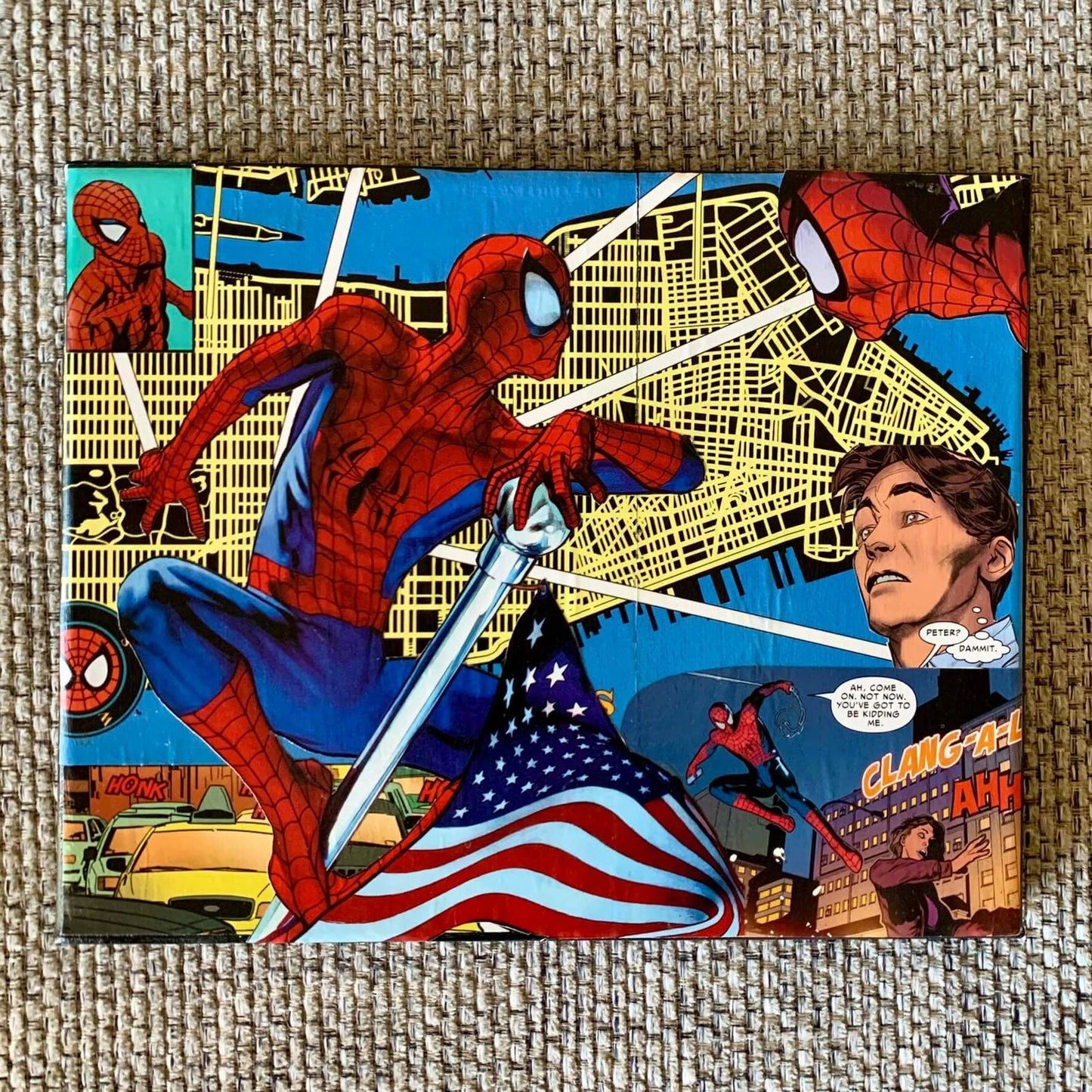Spiderman | Comic Collage | 8x10 | ORIGINAL - Spiderman | Comic Collage | 8x10 | ORIGINAL - Dorrin Gingerich Art - Spiderman 1 | 8x10 | Mod Podge on Canvas Dorrin Gingerich Art