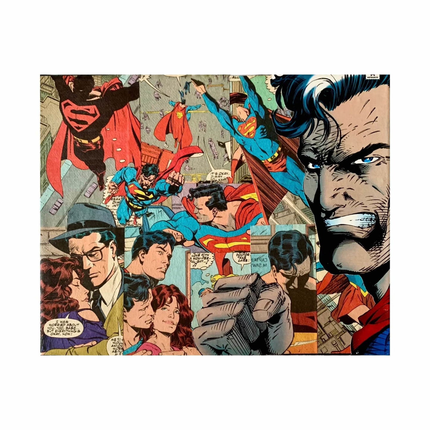 Superman | Comic Collage | 8x10 | ORIGINAL - Superman | Comic Collage | 8x10 | ORIGINAL - Dorrin Gingerich Art - Superman | Comic Collage | 8x10 | Mod Podge on Canvas Dorrin Gingerich Art