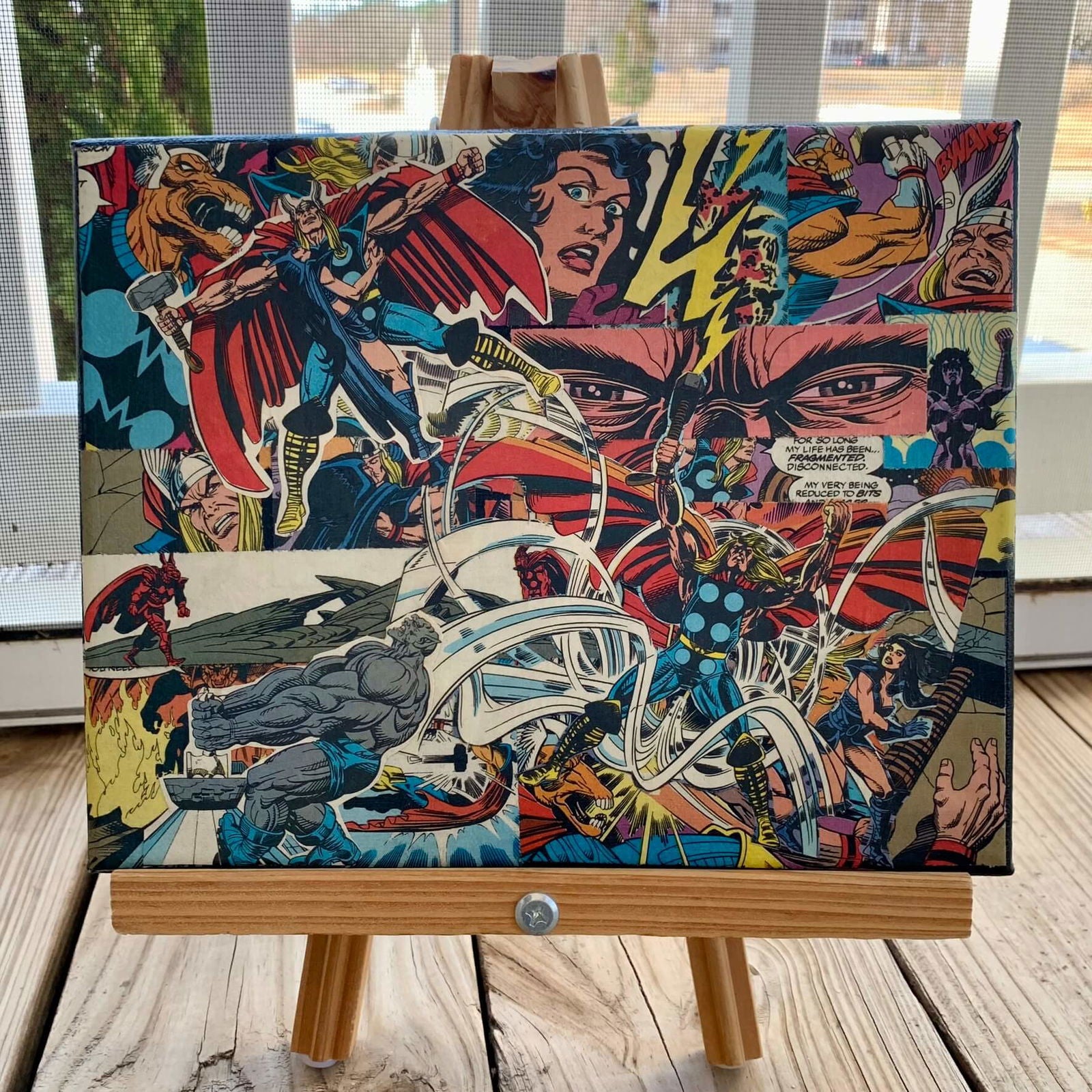 Thor | Comic Collage | 8x10 | ORIGINAL - Thor | Comic Collage | 8x10 | ORIGINAL - Dorrin Gingerich Art - Thor 1 | 8x10 | Mod Podge on Canvas Dorrin Gingerich Art