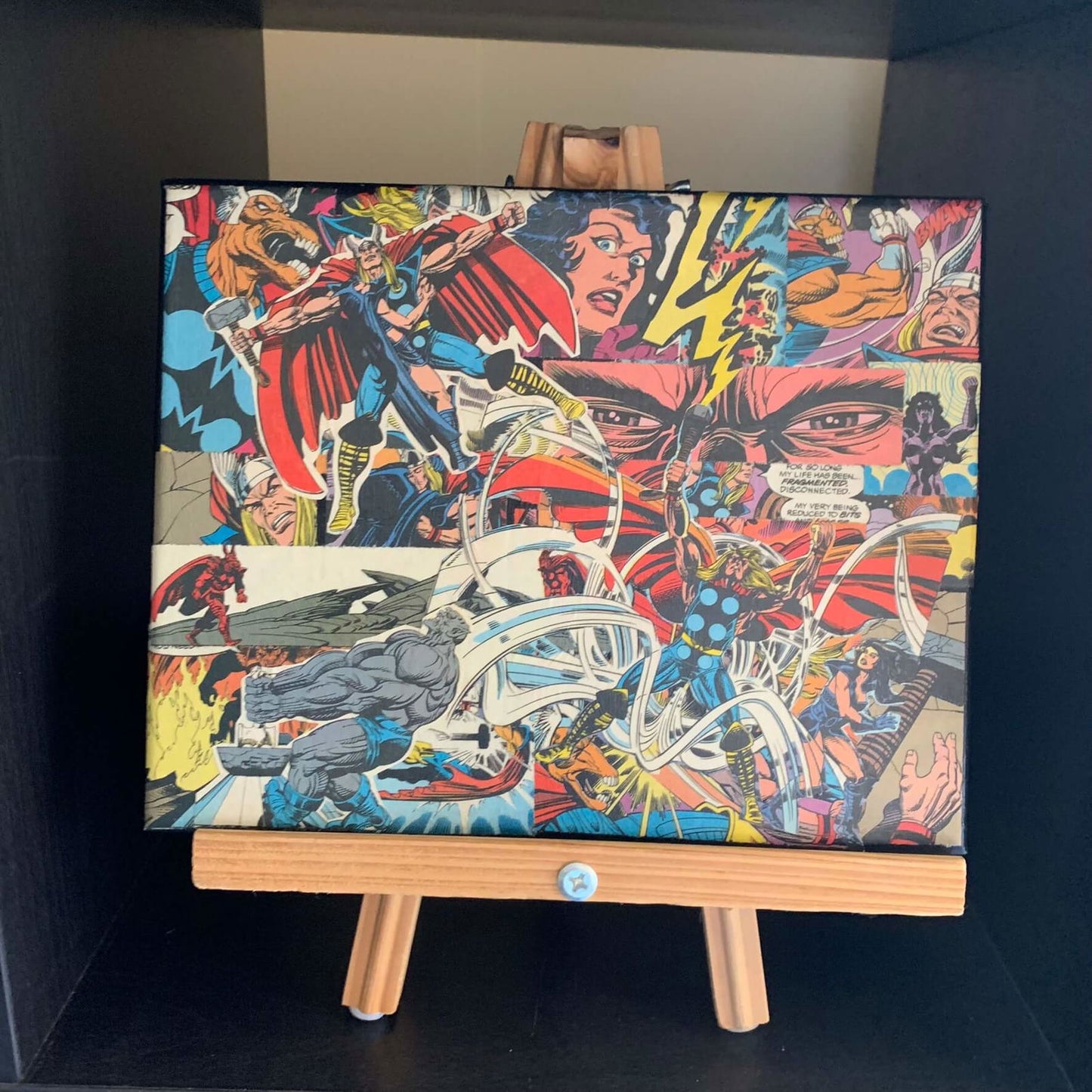 Thor | Comic Collage | 8x10 | ORIGINAL - Thor | Comic Collage | 8x10 | ORIGINAL - Dorrin Gingerich Art - Thor 1 | 8x10 | Mod Podge on Canvas Dorrin Gingerich Art