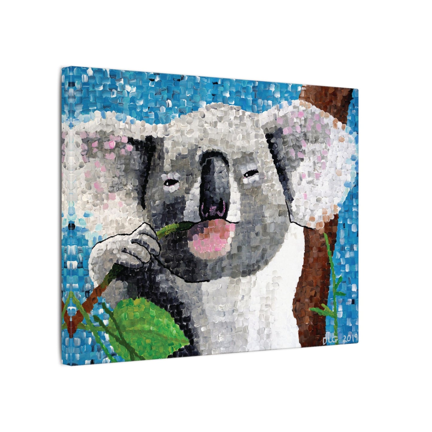 Detailed brushwork of koala in original artwork print – showcasing printing in art on premium canvas pieces for modern canvas art shop