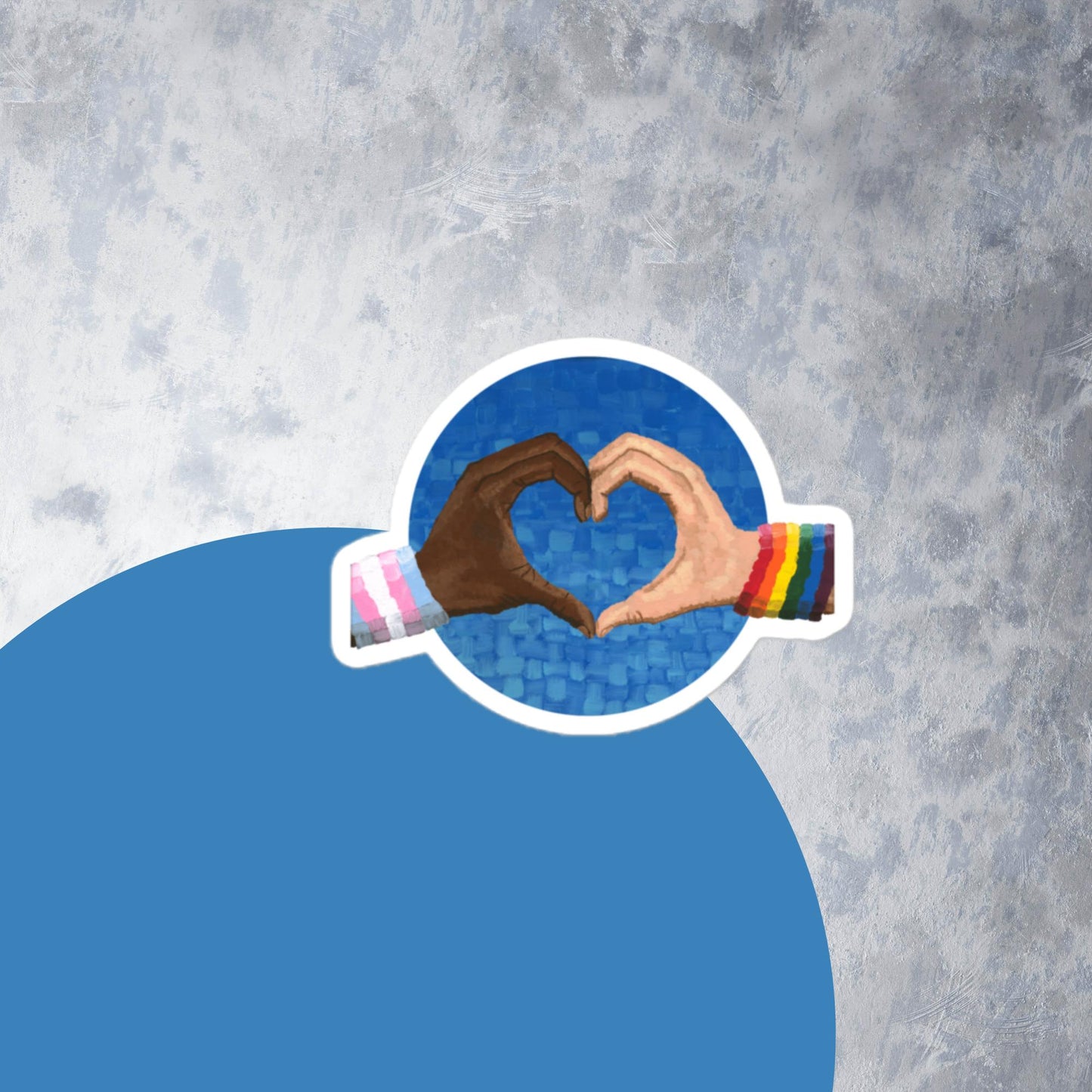 Close-up of the Loving Pride sticker showing vinyl texture — high-opacity film for vibrant pride in painting and long-lasting love artwork.