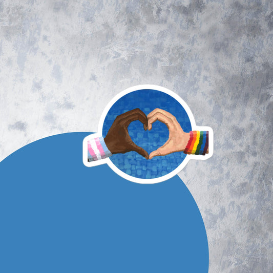 Close-up of the Loving Pride sticker showing vinyl texture — high-opacity film for vibrant pride in painting and long-lasting love artwork.