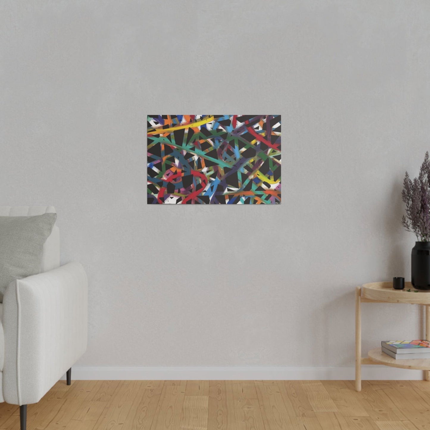 Cross Roads canvas displayed in a modern living room — bold home canvas wall art and affordable wall art for stylish home decor.