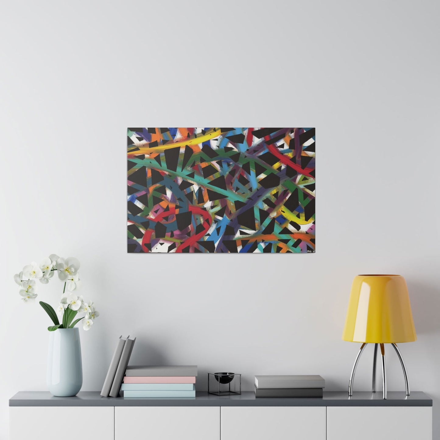 Cross Roads canvas art print styled in a modern interior — vibrant canvas wall art for contemporary spaces and designer canvas wall decor.