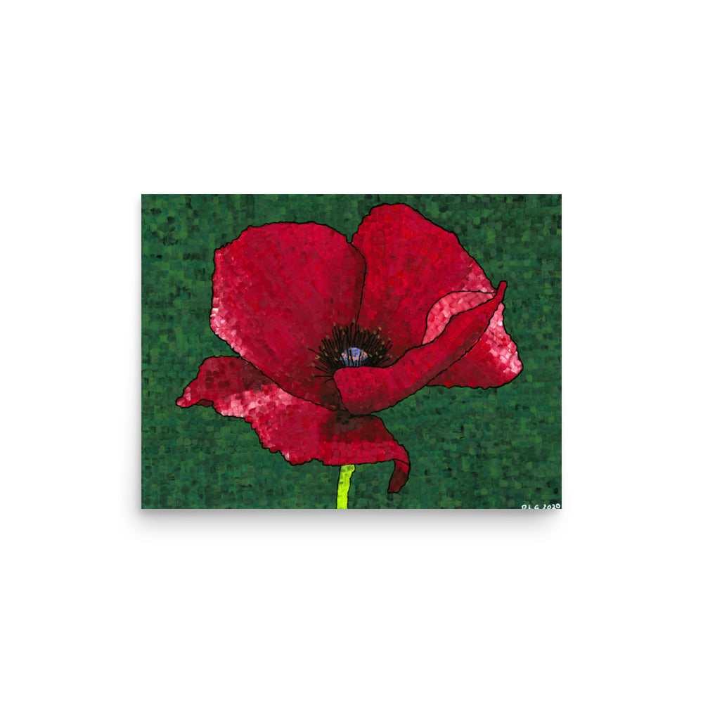 Prototype of Poppy 1 original artwork matte print, bright artwork and vibrant prints for home décor.
