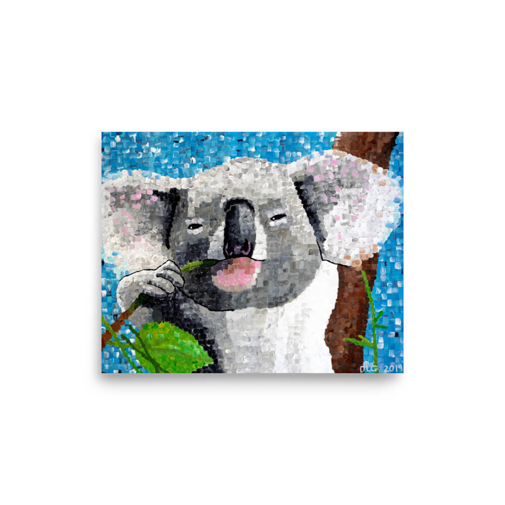 Koala art print, full view of the painting, 8x10 size