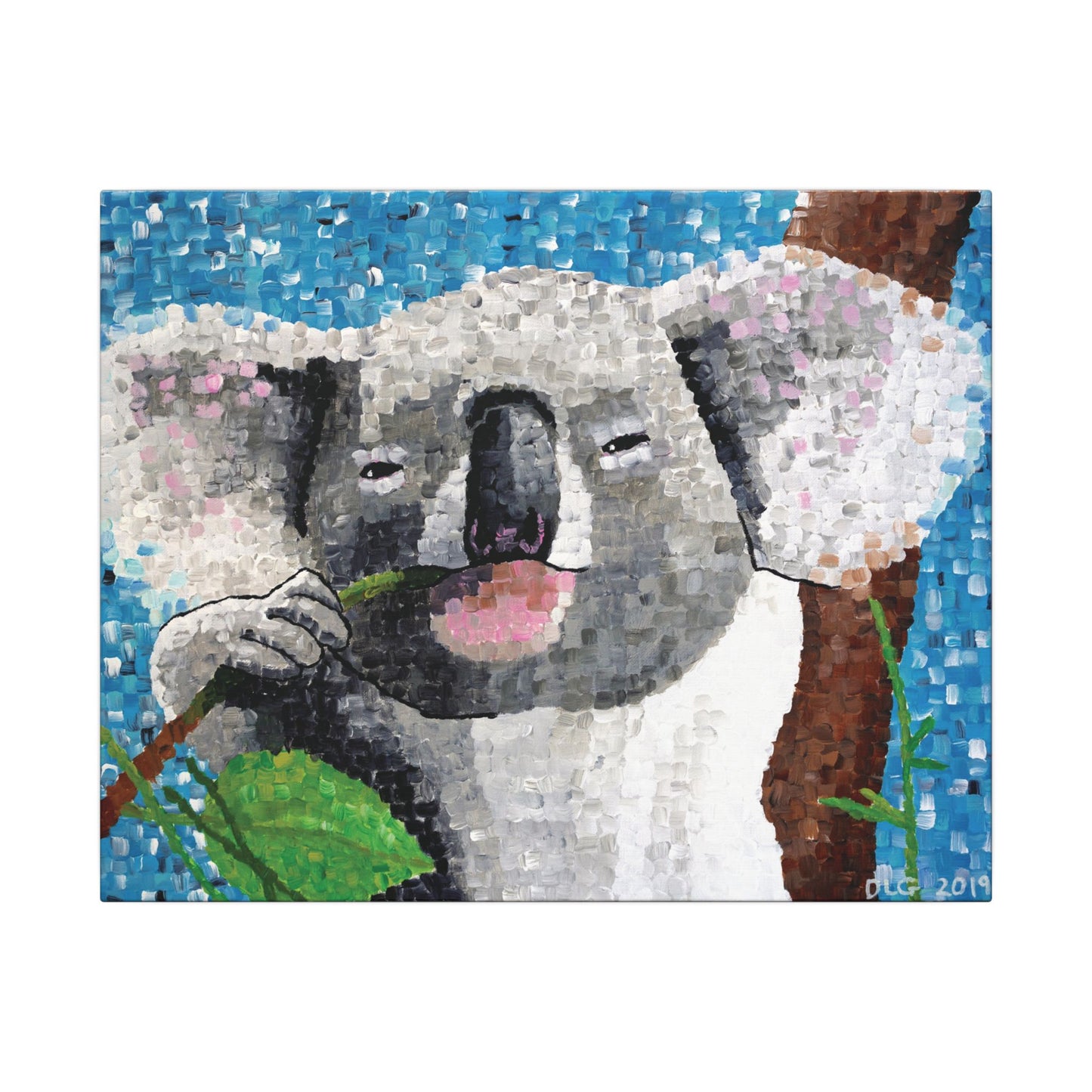 Original koala canvas art print displayed in a modern living room – contemporary canvas art for interior wall decoration and canvas art gallery style