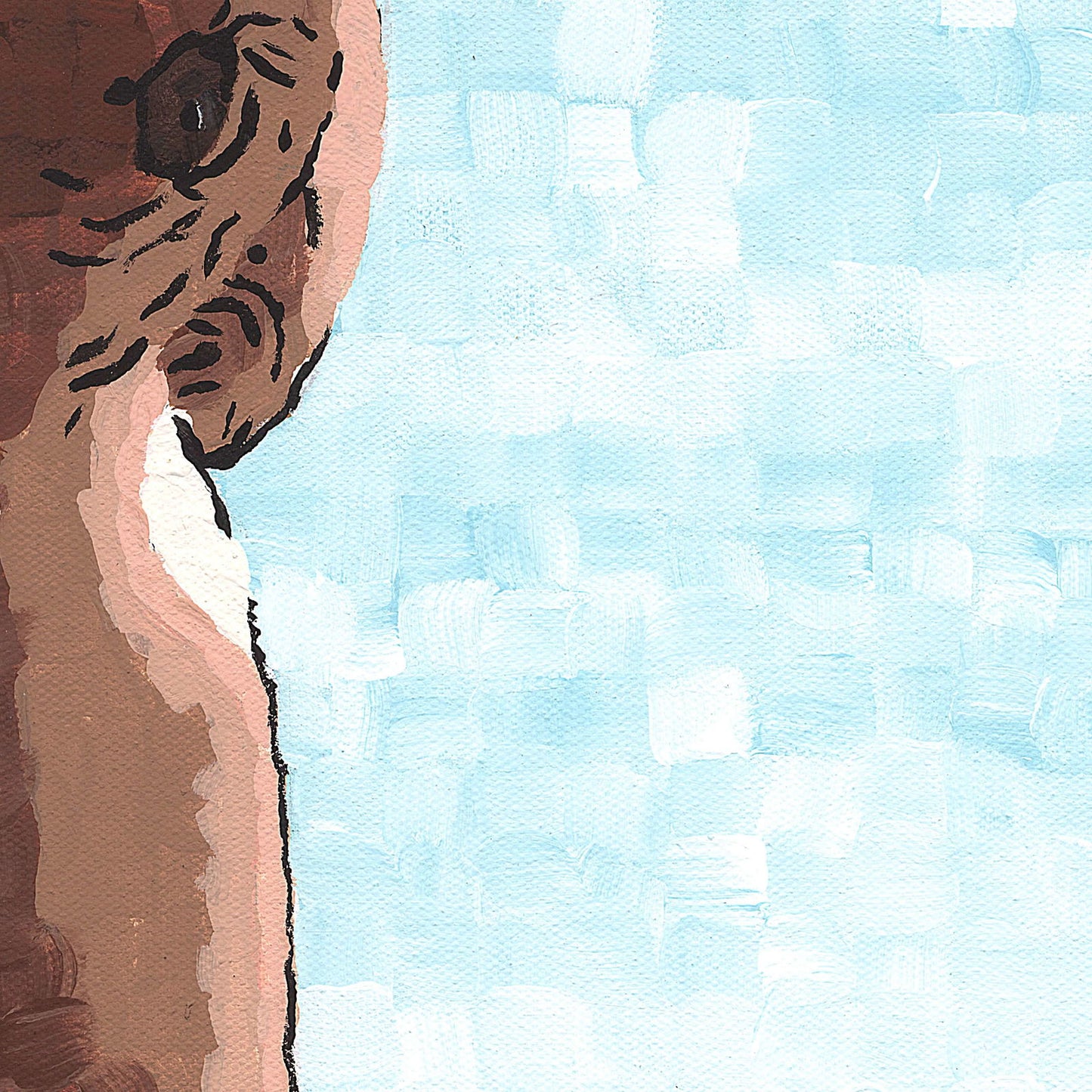 Closeup of Naked Window art print showing brushstroke texture and print detail – high quality art print for sale.