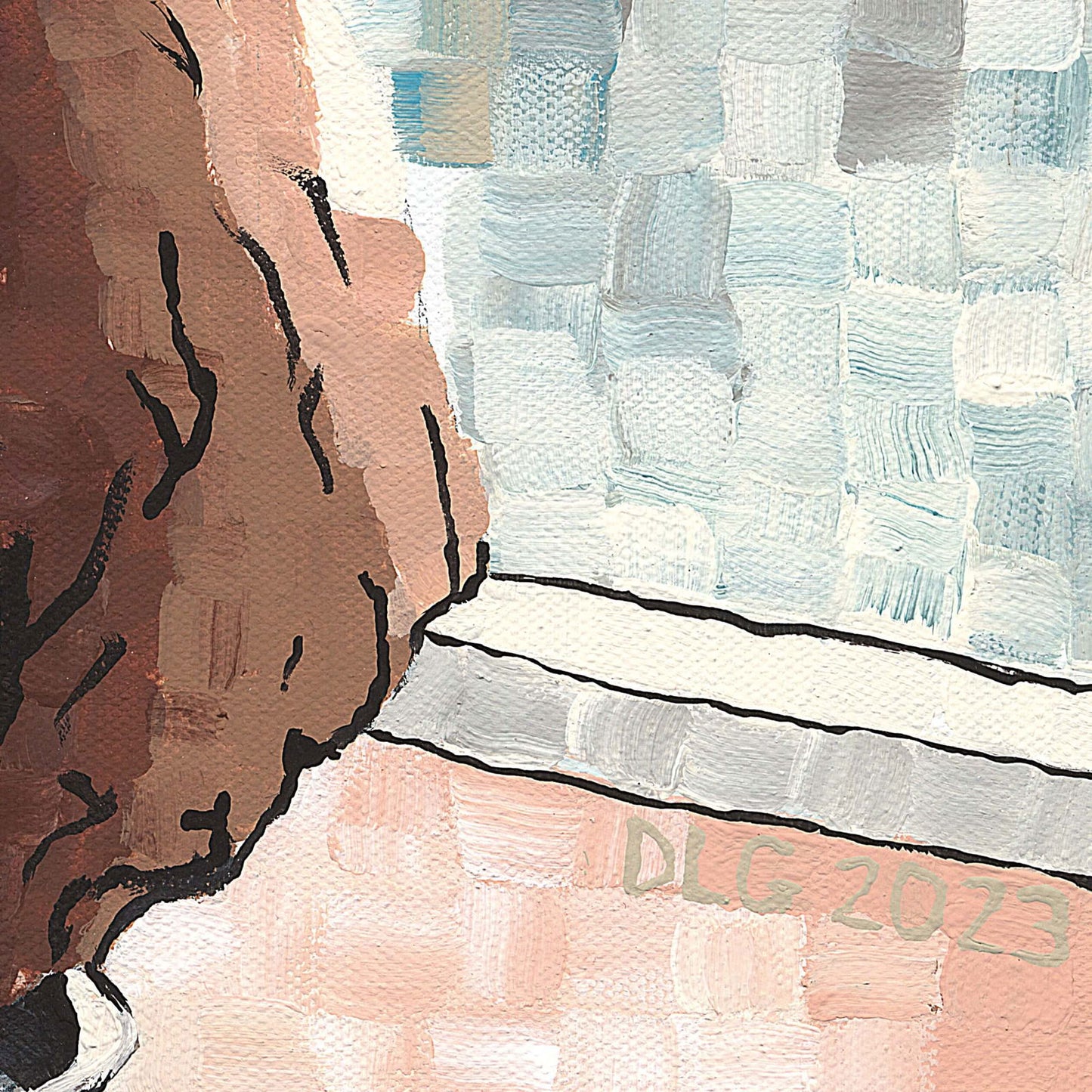 Detail shot of original artwork printed on matte paper – visual artwork with soft texture and archival quality.