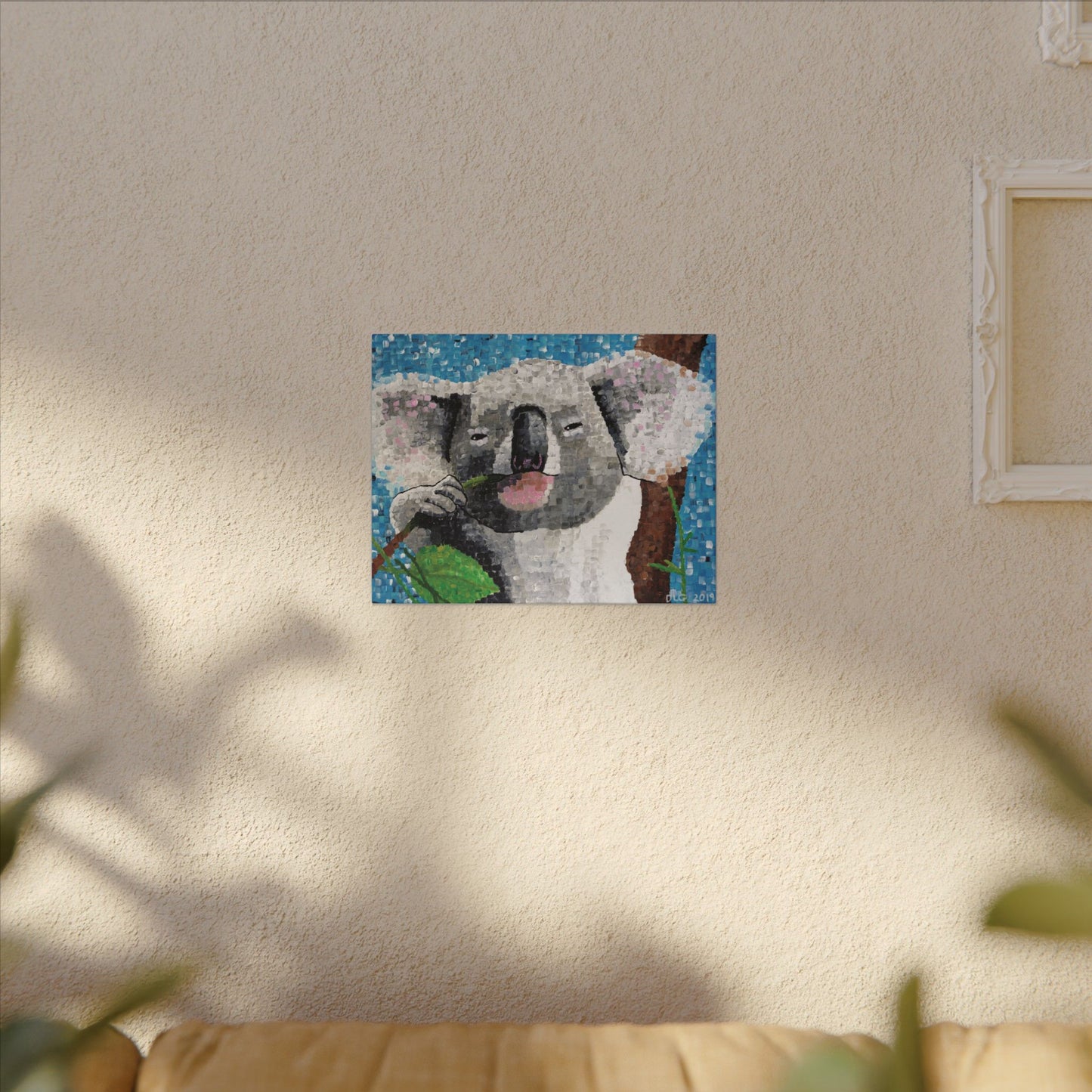Drawings prints of a koala in nature on canvas – small size 10x8 perfect for printed wall paint or poster gallery wall setup