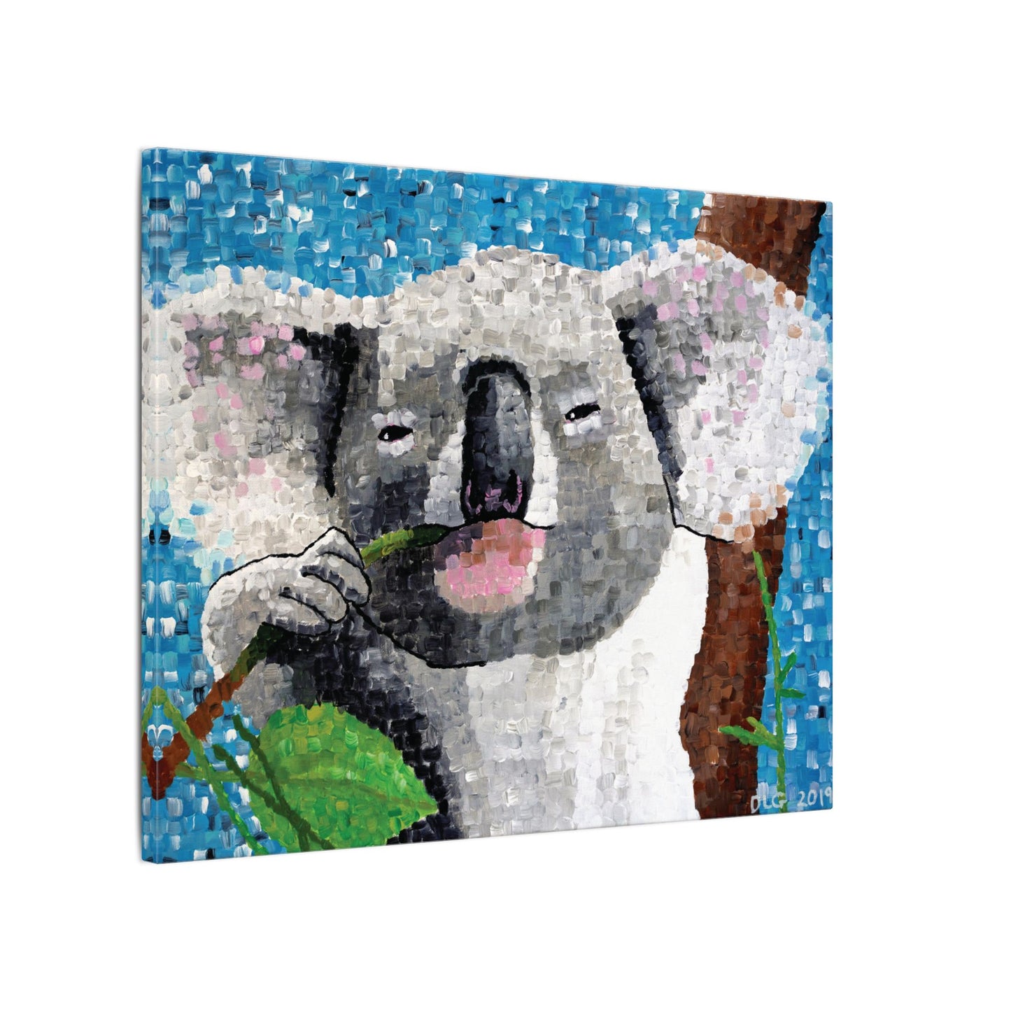 Detailed brushwork of koala in original artwork print – showcasing printing in art on premium canvas pieces for modern canvas art shop