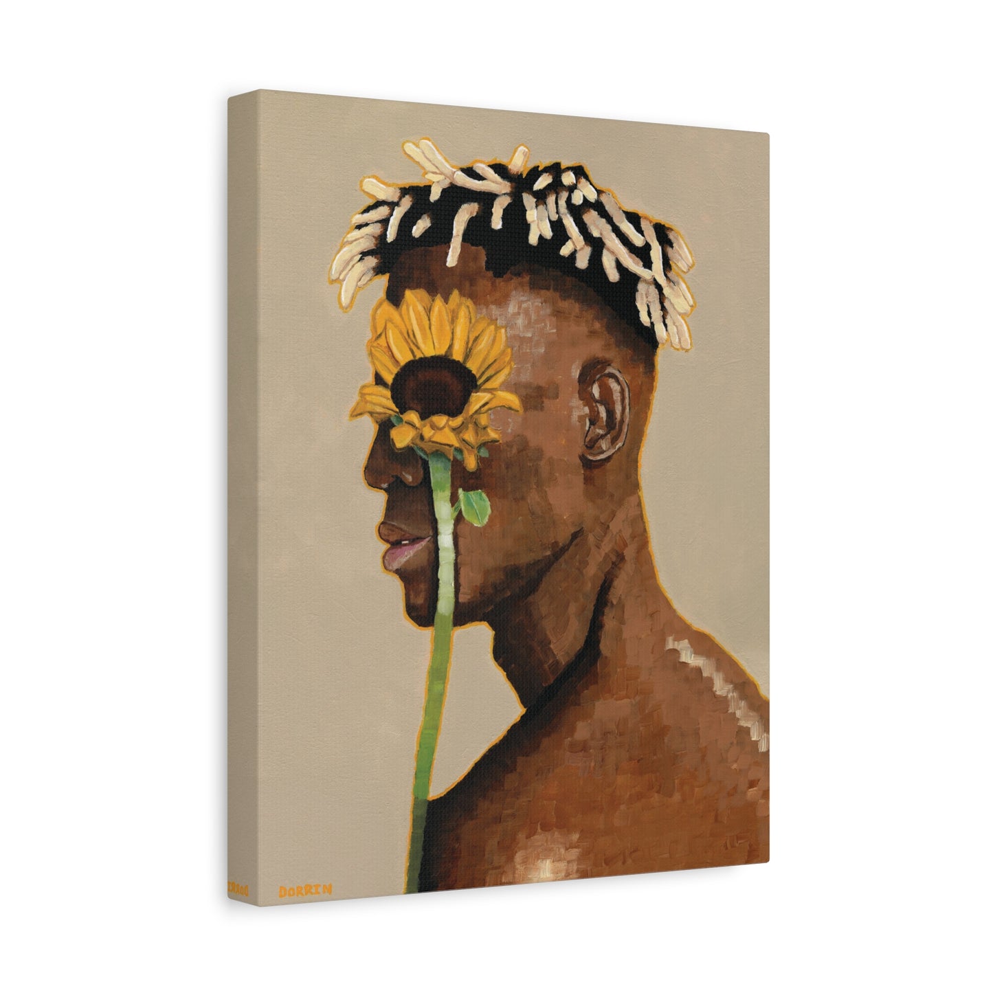 8x10 mockup of Sunflower Vision canvas wall art – compact sunflower canvas art ideal for small spaces and expressive wall art arrangements