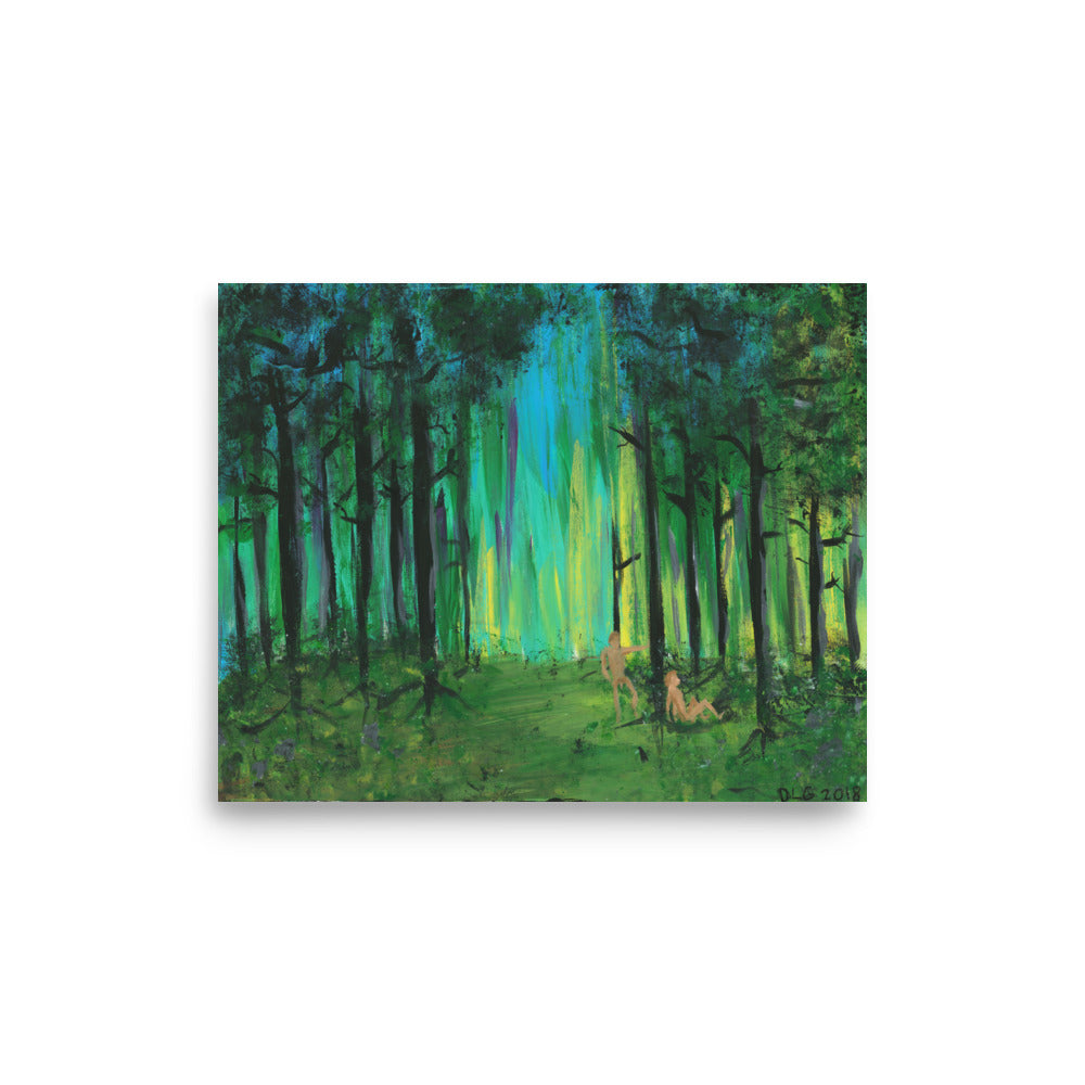 Painting prints of Two Men in Forest – high quality art wall art poster with bright prints and fine art prints finish.