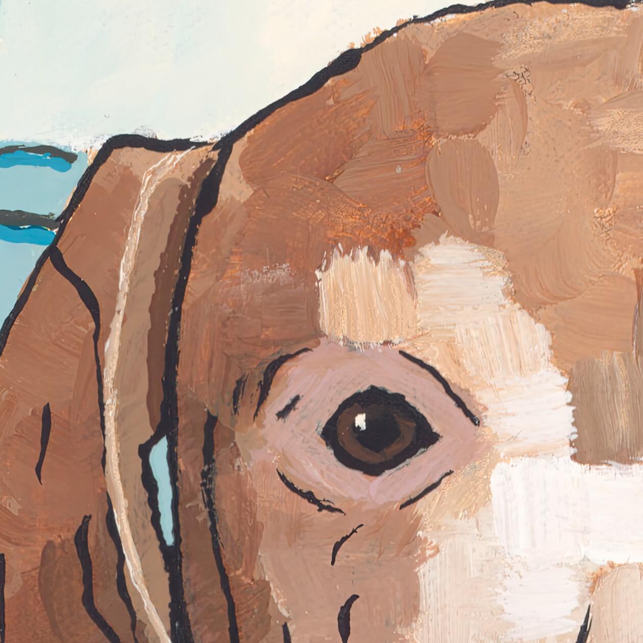 Rust-colored Vizsla stretched on canvas — a lifelike the dog painting ideal for canvas wall decor lovers.