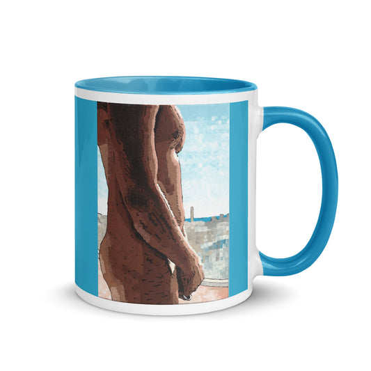 Front view of ceramic art mug featuring original artwork by Dorrin Gingerich – coffee artwork on dishwasher-safe mug.