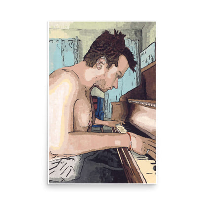 Ivory Keys Art Print - Ivory Keys Art Print - Dorrin Gingerich Art - A man playing the piano in a painting titled Ivory Keys.