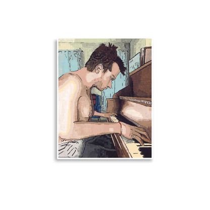 Ivory Keys Art Print - Ivory Keys Art Print - Dorrin Gingerich Art - A painting titled "Ivory Keys" depicting a man skillfully playing the piano, capturing the essence of musical artistry.