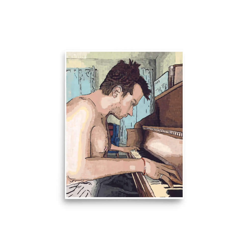 Ivory Keys Art Print - Ivory Keys Art Print - Dorrin Gingerich Art - An art print named "Ivory Keys," showcasing a man engrossed in playing the piano, embodying the beauty of music.