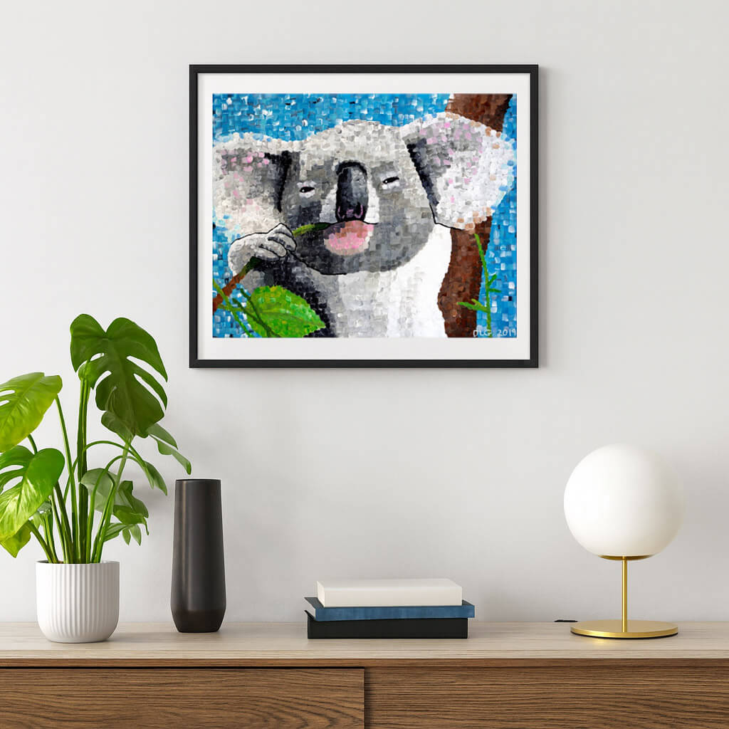 Koala wall art, Australian animal art, cute koala print, eucalyptus tree art, kids room decor, animal nursery art, textured wildlife painting