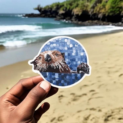 Sea otter sticker with adorable otter design, perfect for adding a touch of cuteness to your belongings.