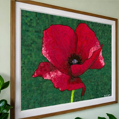 Poppy Flower 1 Art Print - Poppy Flower 1 Art Print - Dorrin Gingerich Art - A framed red poppy, exuding grace and charm with its vivid color and captivating presence.