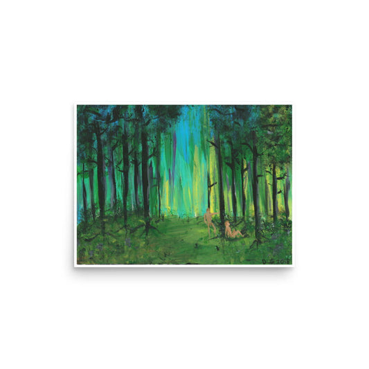 Two Men in Forest Art Print - Two Men in Forest Art Print - Dorrin Gingerich Art - Two Men in Forest Print Dorrin Gingerich Art