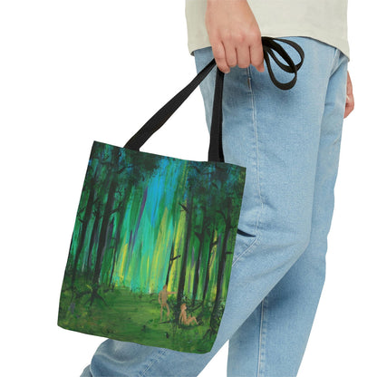 Two Men in Forest Tote Bag - Two Men in Forest Tote Bag - Dorrin Gingerich Art - Two Men in Forest Tote Bag Dorrin Gingerich Art