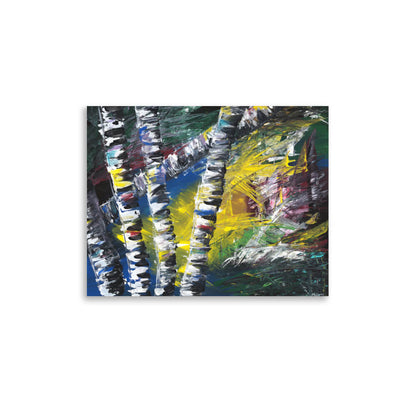 Active Forest 1 abstract birch forest print, 11x14 wall art for a modern space