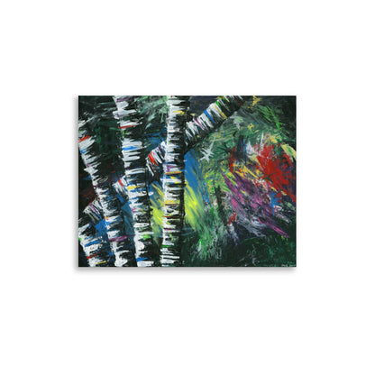 Active Forest 2 abstract birch forest print, 11x14 wall art for a modern space