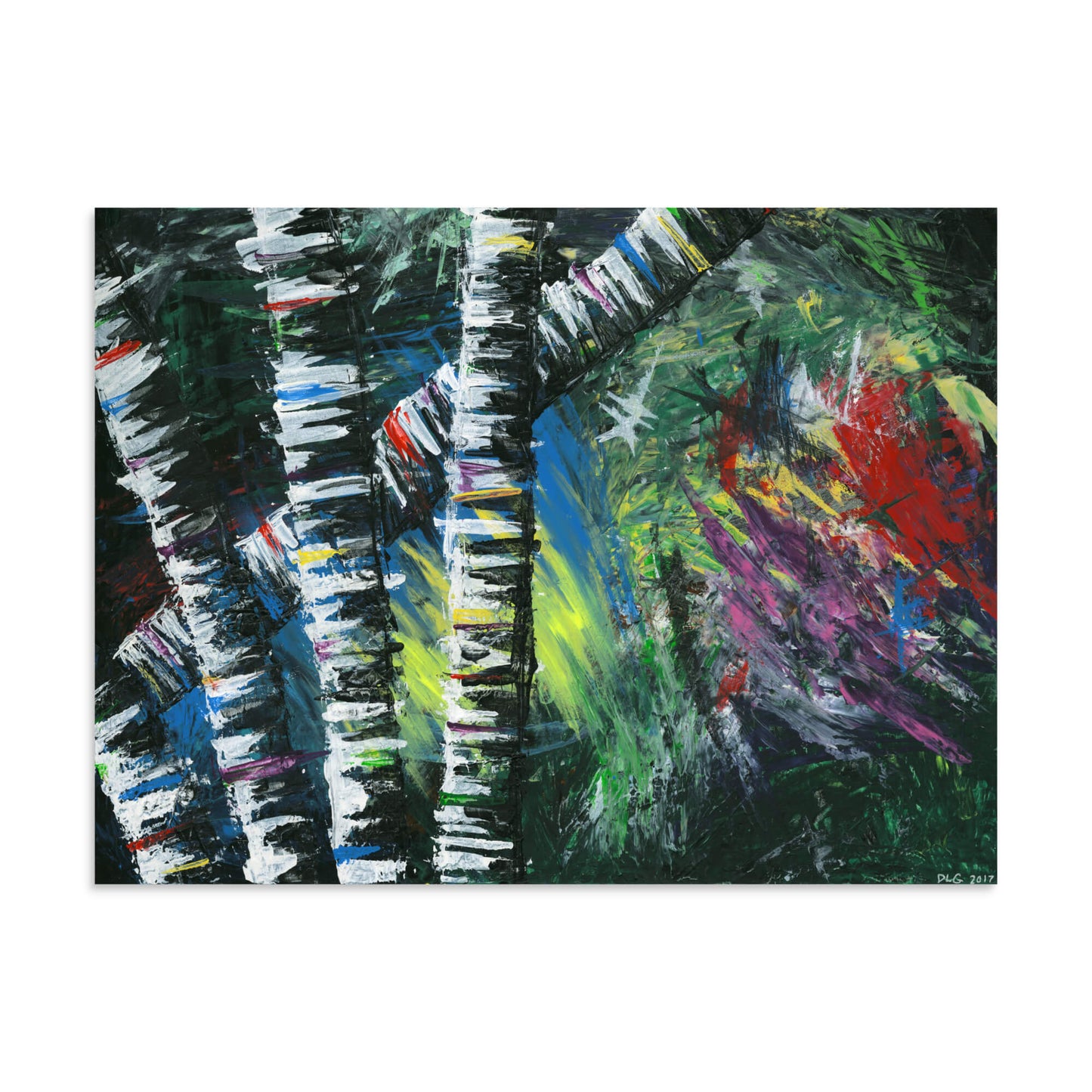 Active Forest 2 abstract painting print, full bleed 30x40 jumbo poster