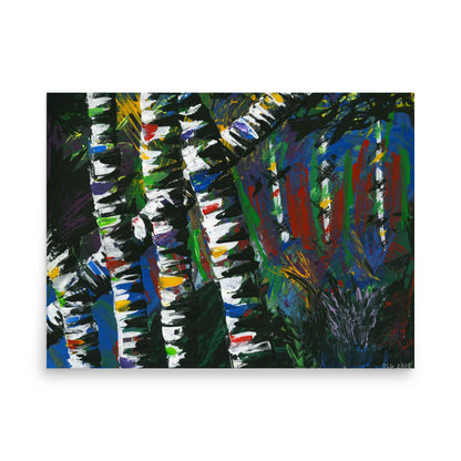 18x24 large abstract art print of Active Forest 3 with vivid forest color