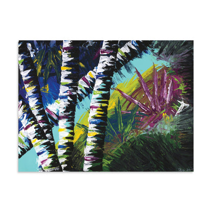 30x40 oversized abstract art print of Active Forest 4 with a vivid magenta bloom