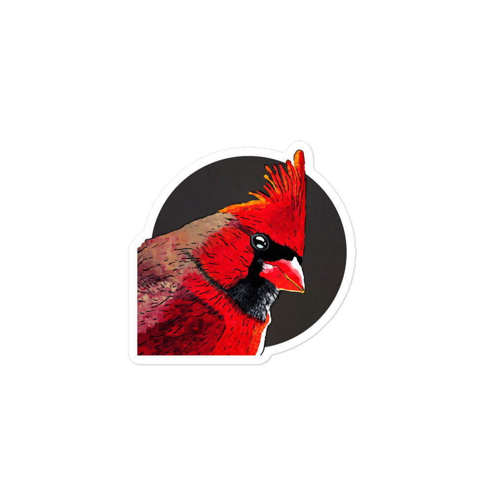 Mockup of red cardinal art sticker applied on a water bottle and laptop – vinyl decal featuring cardinal prints artwork, perfect for gifts under $100