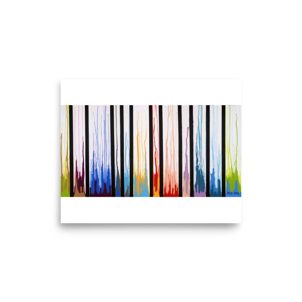 8x10 wall art print of Colors Rising featuring bold dripping paint columns