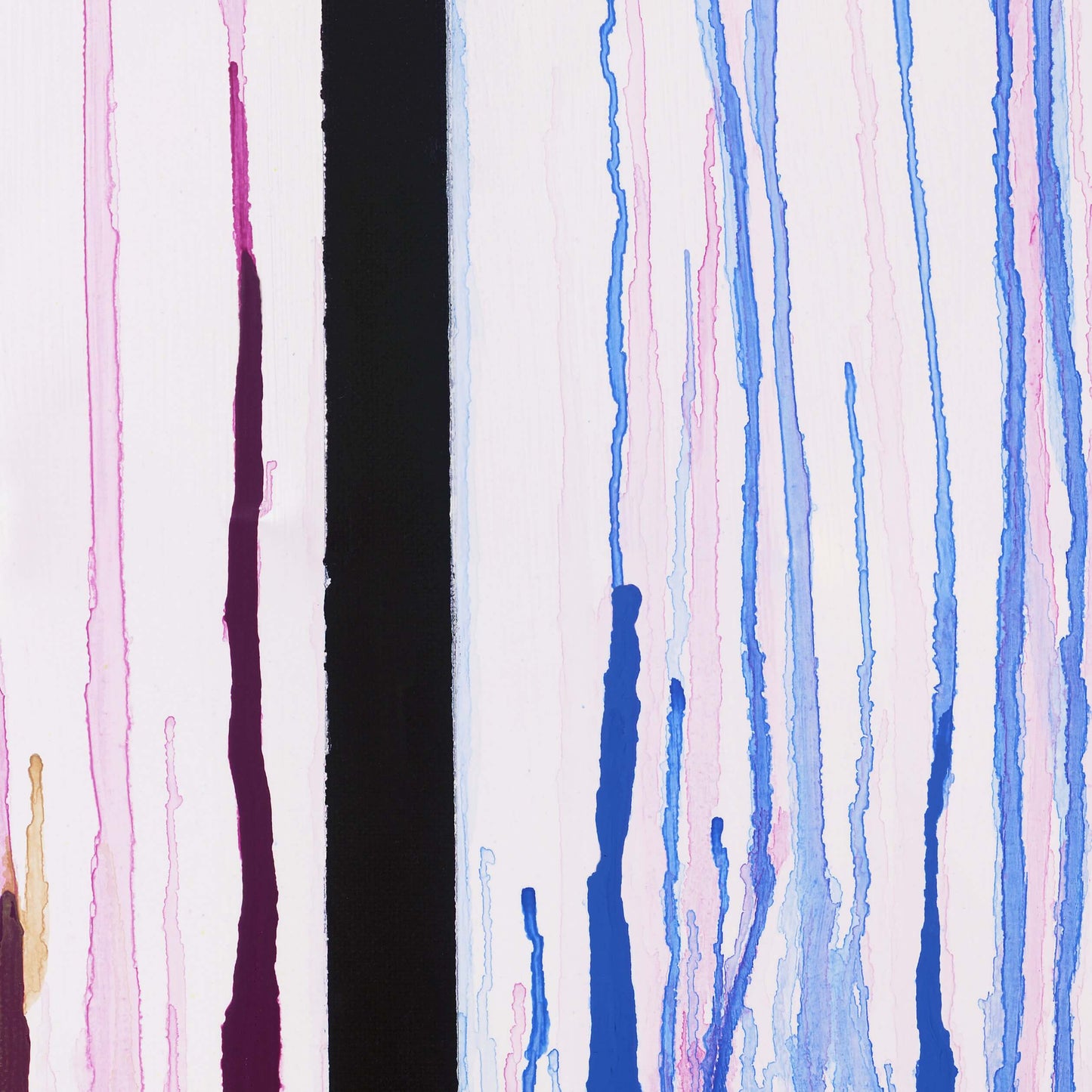 Close-up detail of Colors Rising showing dripping magenta and blue paint columns