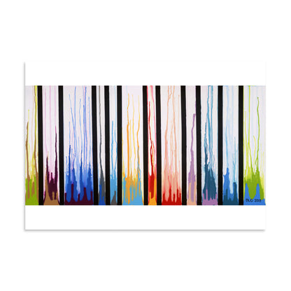 Colors Rising 28x40 oversized abstract art print with vertical color drips