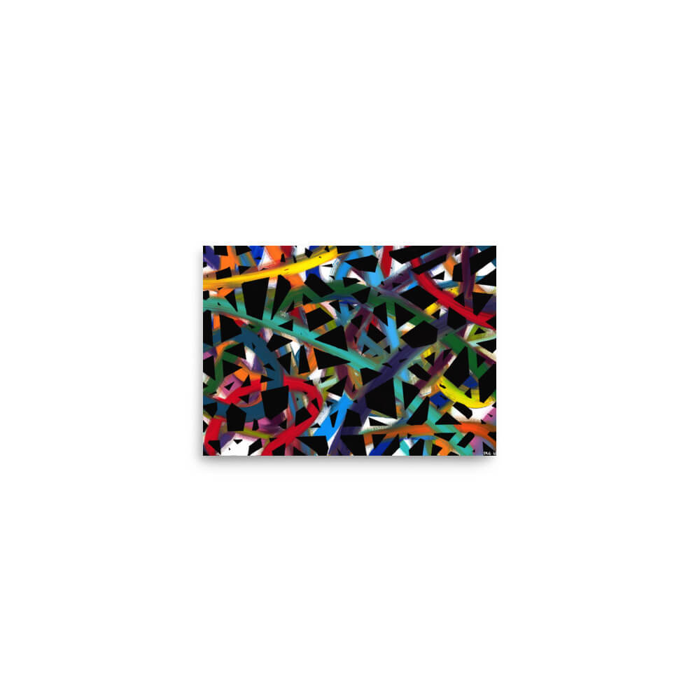 Small Cross Roads print with interlocking color ribbons, 5x7 matte poster
