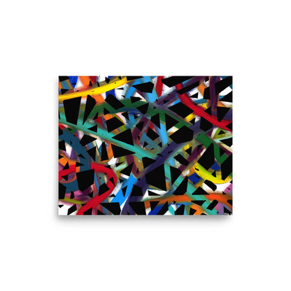 Cross Roads stained-glass-style abstract print, 8x10 colorful wall art