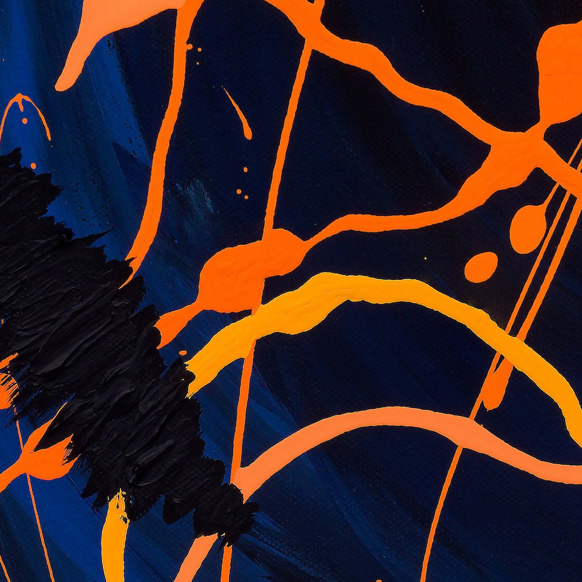 Darkness Conspiers 2 detail showing branching orange and yellow drip lines on dark blue