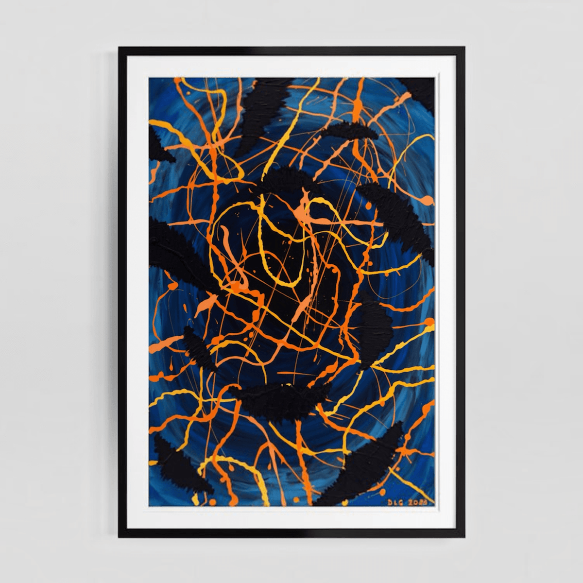 Darkness Conspiers 2 framed art print displayed against a plain white gallery wall backdrop
