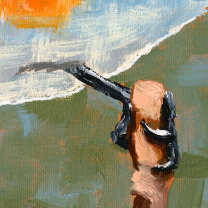 Close-up of eastern bluebird feet gripping branch, painterly brushstroke detail by Dorrin Gingerich
