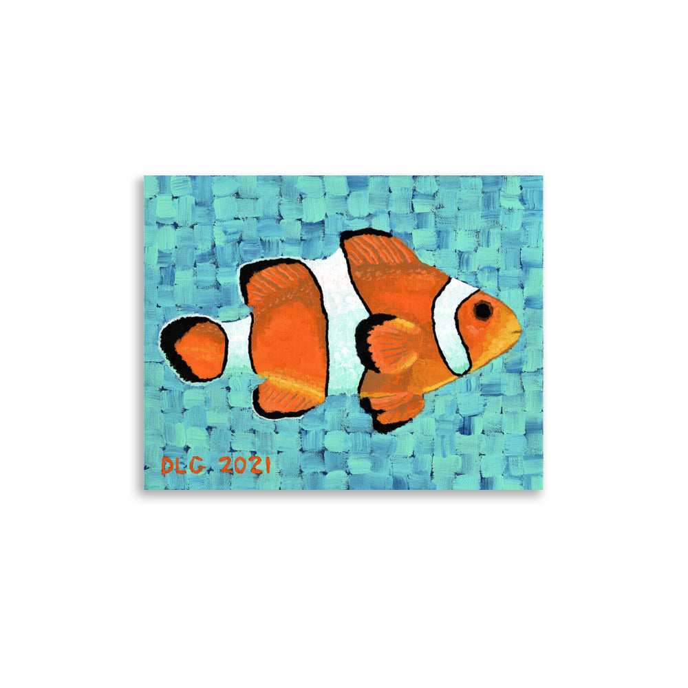 Product mockup - Detail view of Clownfish art print painting – fine art prints with sharp detailing and bright artwork for artwork collection.