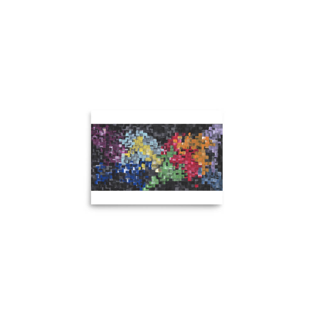 Small 5x7 art print of First, a colorful mosaic-style abstract painting