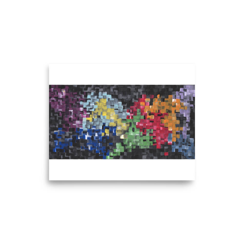 8x10 wall art print of First featuring criss-cross brushwork in bold color